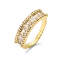 Cubic Zirconia Micro Pave Brass Finger Ring, plated, fashion jewelry & micro pave cubic zirconia, golden, inner .7 ~1.9cm 