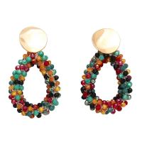 Glass Seed Beads Earring, Brass, with Seedbead, plated, fashion jewelry 