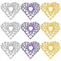 Stainless Steel Heart Pendants, 304 Stainless Steel, Vacuum Ion Plating, DIY & hollow 