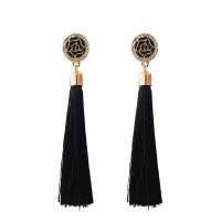 Fashion Tassel Earring, Zinc Alloy, with Nylon & for woman & with rhinestone 85mm 