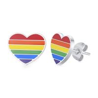 Stainless Steel Stud Earring, 304 Stainless Steel, Heart, fashion jewelry & for woman & enamel 