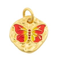 Enamel Brass Pendants, Butterfly, gold color plated, fashion jewelry & DIY, mixed colors 