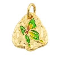 Enamel Brass Pendants, Butterfly, gold color plated, fashion jewelry & DIY, mixed colors 