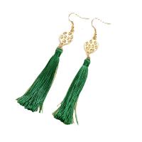 Fashion Tassel Earring, Zinc Alloy, gold color plated, fashion jewelry & for woman, green 