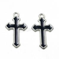 Zinc Alloy Cross Pendants, antique silver color plated, Corrosion-Resistant & DIY & enamel, mixed colors 