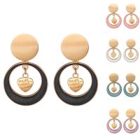 boucle d'oreille de goutte en Zinc Alloy et Émail  , alliage de zinc, beignet, Placage de couleur d'or, pour femme & émail, plus de couleurs à choisir Vendu par paire