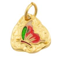 Enamel Brass Pendants, Butterfly, gold color plated, fashion jewelry & DIY, mixed colors 