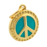 Enamel Brass Pendants, Round, gold color plated, fashion jewelry & DIY, mixed colors 