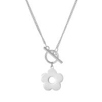 Collier de bijoux de titane, Acier titane, fleur, poli, Chaîne de pièce tordue & pour femme & creux, couleur originale Environ 23.4 pouce, Vendu par PC