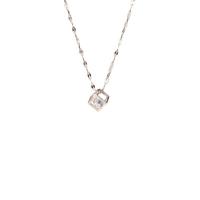 Collier de bijoux de titane, Acier titane, avec 2inch chaînes de rallonge, cube, Plaqué de couleur d'or rose, pour femme & avec strass & creux Environ 15.7 pouce, Vendu par PC