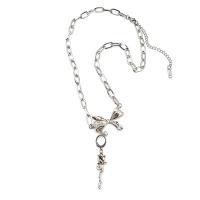 Collier de bijoux de titane, Acier titane, avec Pendentif en alliage de zinc, avec 2.75inch chaînes de rallonge, Rose, pour femme & avec strass, couleur originale Environ 17.5 pouce, Vendu par PC