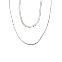 Collier de mode Multi couche, Acier titane, avec 2inch chaînes de rallonge, Double couche & unisexe & chaîne serpent, couleur originale Environ 15 pouce, Environ  18.1 pouce, Vendu par PC