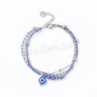 Evil Eye Schmuck Armband, 304 Edelstahl, mit Glas, mit Verlängerungskettchen von 3cm, Vakuum-Ionen-Beschichtung, Modeschmuck & poliert & für Frau, keine, Länge:15.5 cm, verkauft von PC