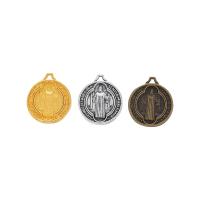 Zinc Alloy Flat Round Pendants, plated, vintage & DIY Approx 