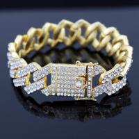 Zinc Alloy Rhinestone Bracelets, fashion jewelry & for man & with rhinestone 20mm Approx 8 Inch 