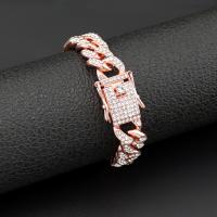 Zinc Alloy Rhinestone Bracelets, fashion jewelry & for man & with rhinestone 13mm 