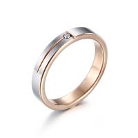 Hombres de acero de tungsteno anillo en granel, chapado en color rosa dorada, Joyería & unisexo & diverso tamaño para la opción & micro arcilla de zirconia cúbica, 24x4mm, Vendido por UD