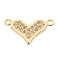 Cubic Zirconia Micro Pave Brass Connector, Heart, high quality gold color plated, DIY & micro pave cubic zirconia Approx 2mm 