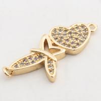 Cubic Zirconia Micro Pave Brass Connector, high quality gold color plated, DIY & micro pave cubic zirconia Approx 2mm 