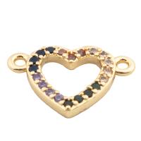 Cubic Zirconia Micro Pave Brass Connector, Heart, high quality gold color plated, DIY & micro pave cubic zirconia Approx 2mm 