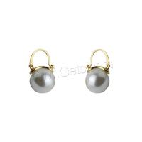 pendiente de gota colgando de latón, metal, con Perlas plásticas, Esférico, chapado en color dorado, para mujer, más colores para la opción, 14mm, Vendido por Par