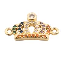 Cubic Zirconia Micro Pave Brass Connector, Crown, high quality gold color plated, DIY & micro pave cubic zirconia Approx 2mm 