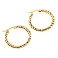 Acier titane boucle d'oreille cercle, Plaqué or 18K, bijoux de mode & pour femme, doré Vendu par paire