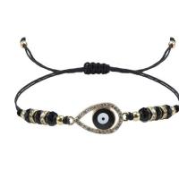 Evil Eye Schmuck Armband, Knotenschnur, mit Kristall & Zinklegierung, Tropfen, handgemacht, unisex & böser Blick- Muster & einstellbar & mit Strass, keine, Länge:ca. 9-30 cm, verkauft von PC