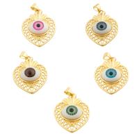 Moda Mal Ojo Pendiente, metal, con resina, chapado en color dorado, Joyería & Bricolaje & con diamantes de imitación, más colores para la opción, 29x22x1mm, Vendido por UD