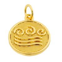 Brass Jewelry Pendants, Round, gold color plated, fashion jewelry & DIY 