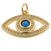 Mode Evil Eye Pendentif, laiton, avec Perceuse à eau en verre, Placage de couleur d'or, bijoux de mode & DIY & avec strass & creux, couleurs mélangées Vendu par PC