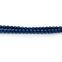 Las Perlas De Hematites Sin Magnético, Hematite, Esférico, chapado, Bricolaje & diverso tamaño para la opción, azul real, longitud:aproximado 40 cm, Vendido por Sarta