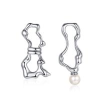 Boucles d'oreilles asymétriques, laiton, avec Shell Pearl, bijoux de mode & pour femme, plus de couleurs à choisir, Vendu par paire