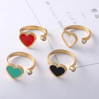 Titanium Steel Finger Ring, with Acrylic, Heart, 18K gold plated, fashion jewelry & for woman & with rhinestone Inner Approx 19mm 