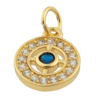 Rhinestone Brass Pendants, Round, gold color plated, fashion jewelry & DIY & with rhinestone, mixed colors 