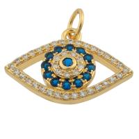 Mode Evil Eye Pendentif, laiton, avec Perceuse à eau en verre, Placage de couleur d'or, bijoux de mode & DIY & avec strass, couleurs mélangées Vendu par PC