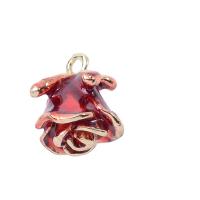 Zinc Alloy Enamel Pendants, Rose, KC gold color plated, DIY 9-28mm 