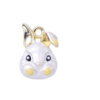 Zinc Alloy Enamel Pendants, Rabbit, KC gold color plated, DIY 