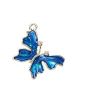 Zinc Alloy Enamel Pendants, Butterfly, KC gold color plated, DIY & with rhinestone 