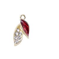 Zinc Alloy Enamel Pendants, Leaf, KC gold color plated, DIY & with rhinestone, 13-41mm 