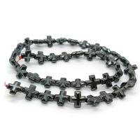 Las Perlas De Hematites Sin Magnético, Hematite, Cruces, pulido, Bricolaje & diverso tamaño para la opción, Negro, longitud:aproximado 40 cm, Vendido por Sarta