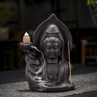 Incense Smoke Flow Backflow Holder Ceramic Incense Burner, Porcelain, Guanyin, handmade, for home and office & durable & multifunctional 