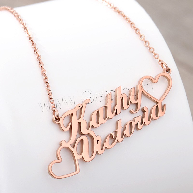 Edelstahl Schmuck Halskette, 304 Edelstahl, mit Verlängerungskettchen von 1.97inch, plattiert, Jeder benutzerdefinierte Text muss weniger als zehn Buchstaben sein & Modeschmuck & unisex, keine, Länge:ca. 17.72 ZollInch, verkauft von PC