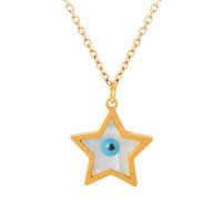 Collier Evil Eye bijoux, Acier inoxydable 304, avec coquille, avec 1.97inch chaînes de rallonge, étoile, Placage ionique sous vide, bijoux de mode & pour femme, doré, 16mm Environ 15.75 pouce, Vendu par PC