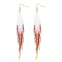 Fashion Fringe Earrings, Seedbead, with Zinc Alloy, gold color plated, Bohemian style & for woman 