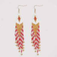 Fashion Fringe Earrings, Seedbead, mit Zinklegierung, goldfarben plattiert, Bohemian-Stil & für Frau, rot, 25x140mm, verkauft von Paar