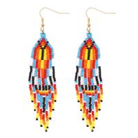 Fashion Fringe Earrings, Seedbead, mit Zinklegierung, goldfarben plattiert, Bohemian-Stil & für Frau, 23x106mm, verkauft von Paar