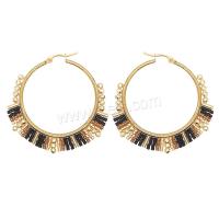 Glass Seed Beads Earring, Seedbead, with Zinc Alloy, gold color plated, Bohemian style & for woman 