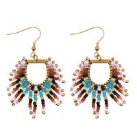 Fashion Tassel Earring, Seedbead, with Zinc Alloy, gold color plated, vintage & for woman 