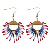 Fashion Fringe Earrings, Seedbead, mit Zinklegierung, goldfarben plattiert, Bohemian-Stil & für Frau, 40x65mm, verkauft von Paar